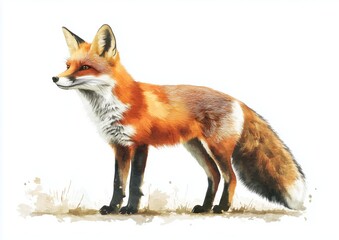 Obraz premium Realistic Fox Standing on a Textured Background With Warm Colors and Artistic Flair