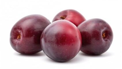 Obraz premium Macro shot of plums showcasing their natural sweetness, highlighting the fructose content, summer fruit