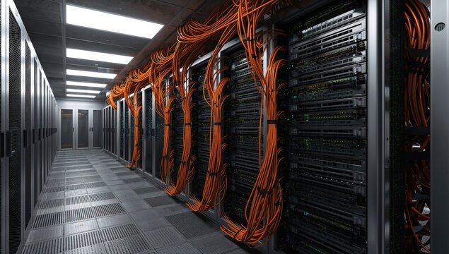 Network switch and fiber optic cables in a data center, efficiency