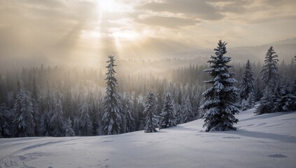 Warm sunlight filtering through during winter, seasonal change