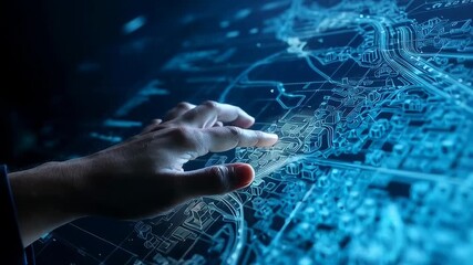 Futuristic digital map touch interface technology - Powered by Adobe