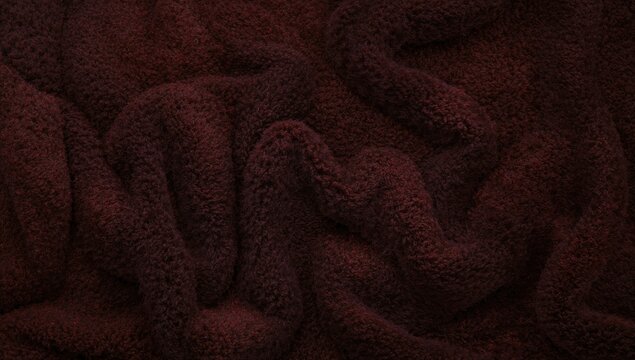 Texture of dark brown fleece, soft napped insulating material crafted from polyester, suitable for warmth and insulation - Powered by Adobe