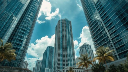 Obraz premium High-rise buildings in a bustling urban area, reflecting urban density