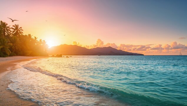 Hawaiian dawn with vibrant colors, evoking a sense of tranquility and renewal