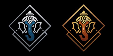 Obraz premium Vibrant Ganesh Symbols for Pancha Ganapati Celebration