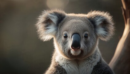Obraz premium Koala portrait with blurred background, showcasing wildlife focus