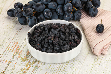Dry ripe sweet blue raisin