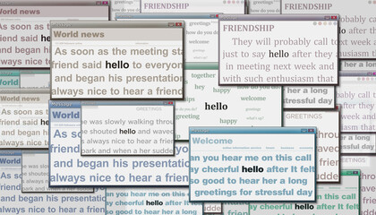 Fototapeta premium Hello greeting headline titles media 3d illustration