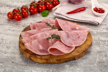 Sliced pork ham sausages slices