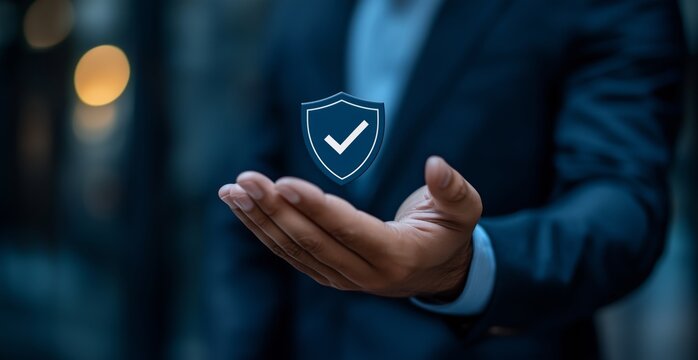 Hands Holding a Shield Symbolizing Protection and Security in a Professional Setting