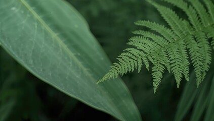 Close-up of fern leaf, rich green texture for background use