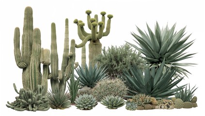 Collection of Desert Flora on a White Backdrop, suitable for UI backdrop