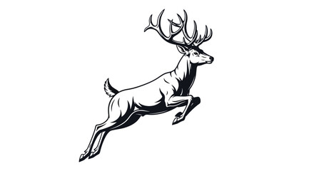 Majestic Stag Leaping with Antlers Spread in Dramatic Silhouette