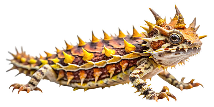Thorny devil lizard, moloch horridus, a species of lizard endemic to australia, isolated on transparent background