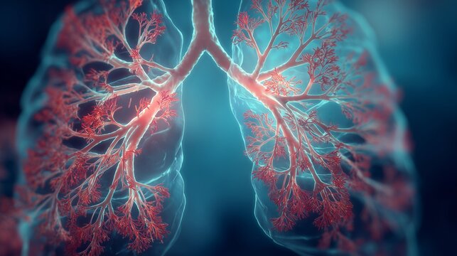 Digital lungs illustration highlighting respiratory therapy and asthma treatment.