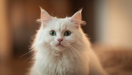 Portrait of a cute cat, emphasizing focus and curiosity