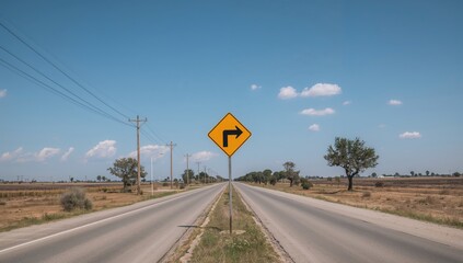 Isolated One Way Sign, guiding direction in urban environments