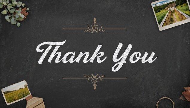 Thank you written on black chalkboard, functional background for business concepts, seasonal change - Powered by Adobe