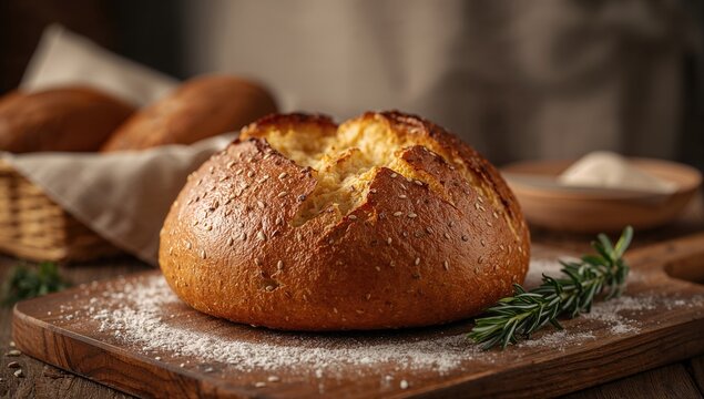Freshly baked homemade bread loaf - Powered by Adobe