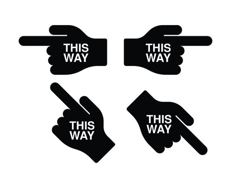 Directional Hand Icons &ndash; &ldquo;THIS WAY&rdquo; Text Silhouettes