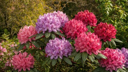 Rhododendron Varieties Showcasing Various Colors, Seasonal Change