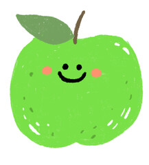 Cute Hand-Drawn Green Apple Fruit Character Illustration