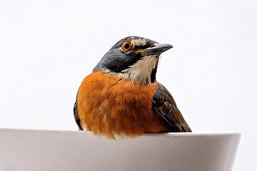 Primo piano di uccello colorato in natura. Fauna libera e selvatica. La bellezza del mondo animale su sfondo bianco per spazio testo.