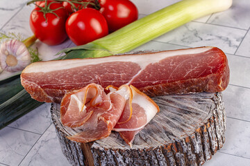 Dry parma pork meat piece