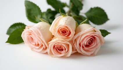 Roses arranged on a white background, suitable for editorial header background