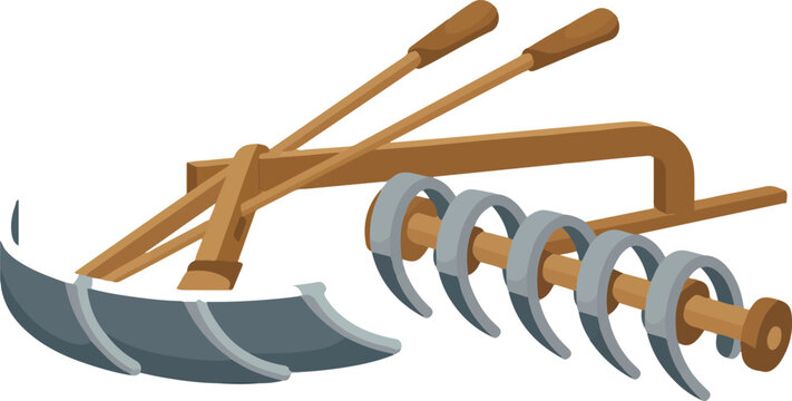Traditional farming plow agricultural tool vector design