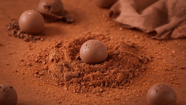 Truffle chocolate confections dusted with cocoa powder, a rich indulgence
