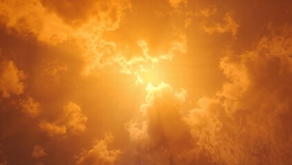 Fototapeta premium A vast summer sky filled with golden light and wispy clouds, seasonal change