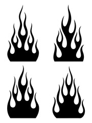 Four distinct flame designs, each showcasing unique shapes and intensities, , capturing the essence of fires raw energy and captivating visual appeal