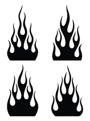 Four distinct flame designs, each showcasing unique shapes and intensities, , capturing the essence of fires raw energy and captivating visual appeal