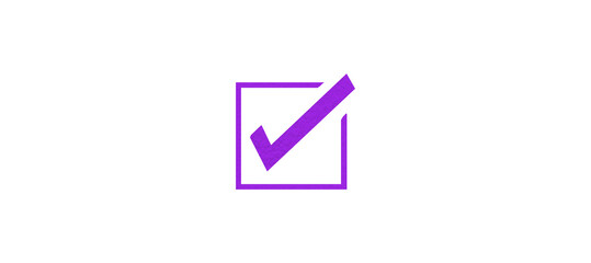 Fototapeta premium Purple check mark isolated on transparent background.