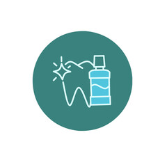 Tooth and Mouthwash Bottle Outline Icon, Fresh Breath