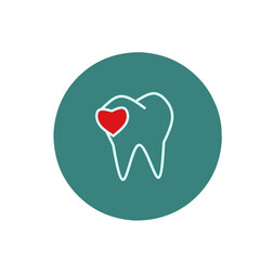Healthy Tooth with Red Heart Icon, Love Your Smile