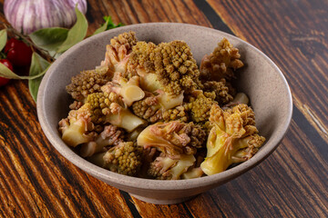 Vegan dietary steamed romanesco cabbage