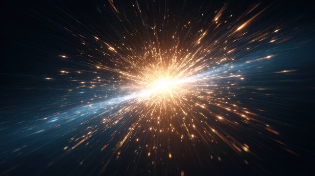 Abstract explosion of light and energy in a dark space