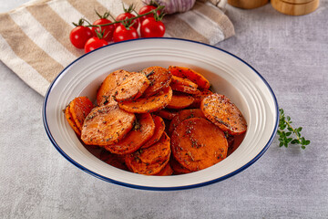 Tasty baked sweet potatoes with spices