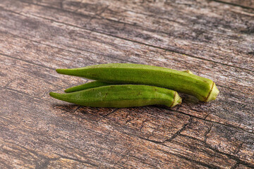 Raw organic green okra vegetable