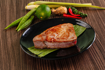 Gourmet fresh roasted tuna steak