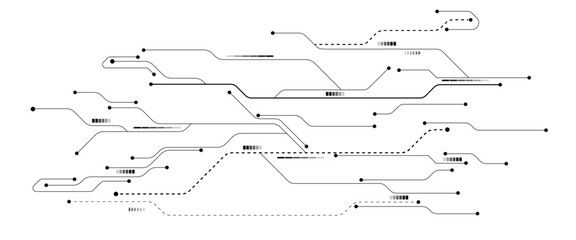 Abstract digital technology futuristic internet network speed connection white and black background.