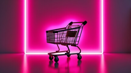 shopping cart on black background