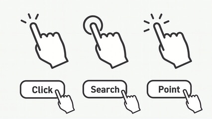 ボタンをクリックする指のアイコンセット