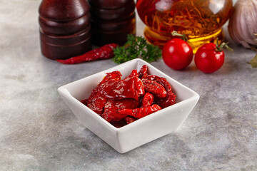 Tasty dried tomatoes in the bowl