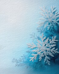 Delicate winter snowflakes drifting downward, soft watercolor and light pencil detail, subtle shimmer, airy and graceful composition, frosty blue and ivory palette, elegant and peaceful winter.