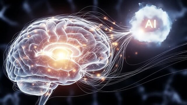 Exploring the profound connection between human cognition and artificial intelligence, showcasing innovative digital thought, advanced technology, and the future of intellect