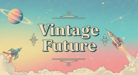 A captivating illustration in a retro-futuristic style, showcasing two iconic vintage rockets soaring 