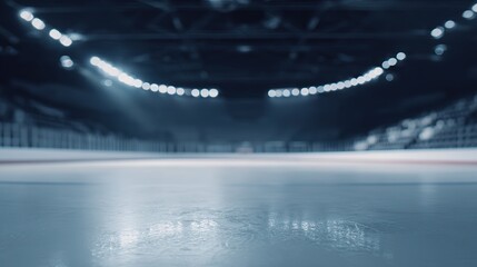 Serene and ethereal ice rink symbolizing inner peace, cool tones and haze for meditation and reflection